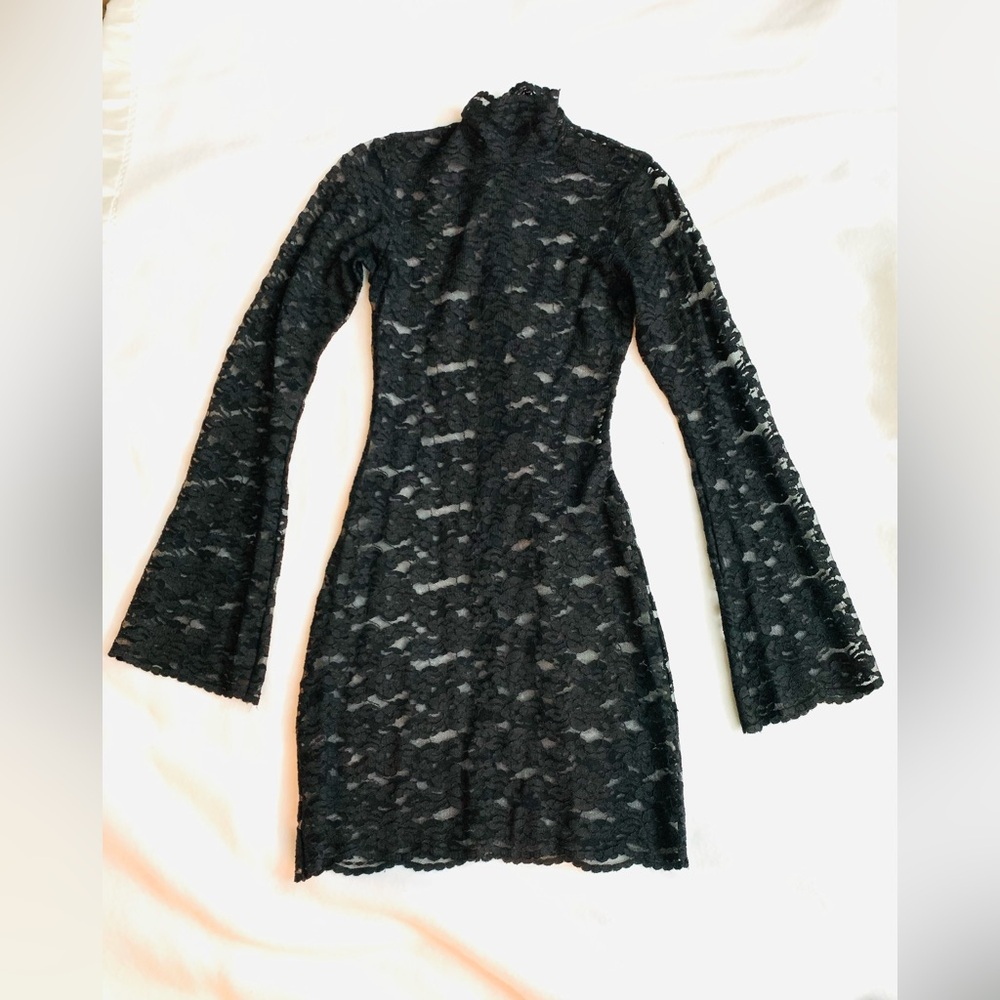 Funky Hand Made Custom Made Black Lace Dress